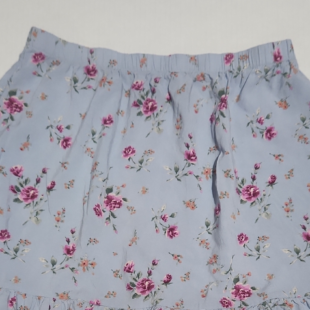 Floral Print Women's Skirt - Blue